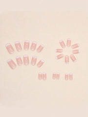 Upgrade Your Look With 24pcs Short Square Pink Mirror Ombre Full Cover Fake Nail Set