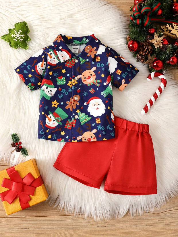 Baby Boy Christmas Print Shirt & Shorts