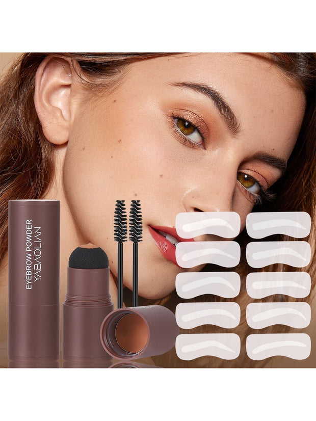 Eyebrow Stamp Set With 10pcs Eyebrow Stencils, Waterproof Eyebrow Tint Gel For Long-lasting Color, Easy To Apply