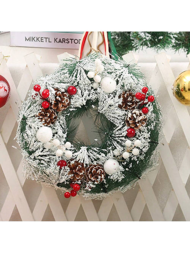 1pc Christmas Decorative Wreath, Handmade Simulated Vine Christmas Wreath Door Hanging For Window, Christmas Decoration, Home & Gift Props