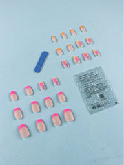 Transform Your Nails With 24pcs Short Square Flower Pattern Full Cover Fake Nail Kit