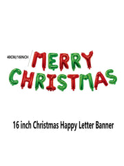 1 Set 16-inch Merry Christmas Aluminum Foil Letter Banner & Christmas Party Decoration Bunting Balloon