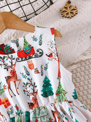 Young Girl Christmas Print A-line Dress