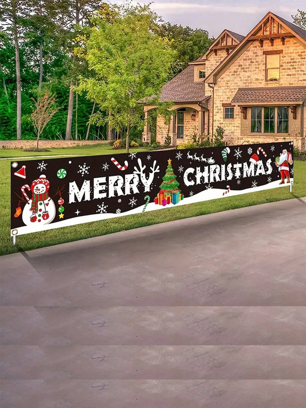 1pc, Festive Large Merry Christmas Banner - Huge Santa Claus Sign for Holiday Party Supplies and Home Decor - Perfect for Outdoor, Indoor, Yard, Garden, Porch, and Lawn