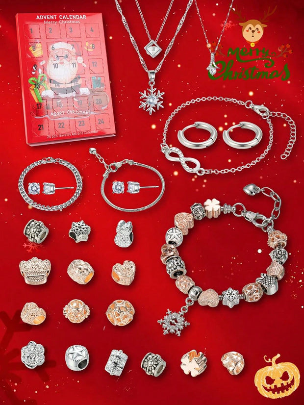 Christmas Advent Jewelry necklace Blind Box Advent Countdown Calendar Deer Themed Party Favor With 24 Compartments
